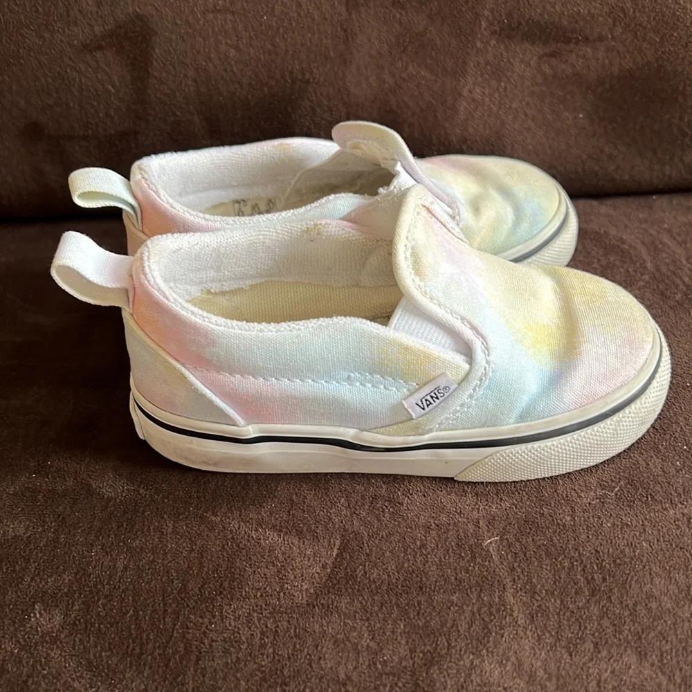 Vans Kids Slip-On Shoes White with Pastel Tie-Dye